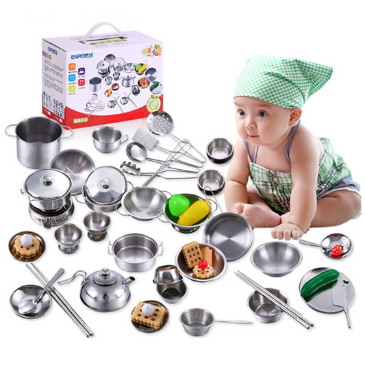 Mini Chef | Conjunto de Utensílios de Cozinha Infantil em Aço Inox