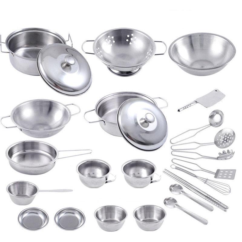 Mini Chef | Conjunto de Utensílios de Cozinha Infantil em Aço Inox