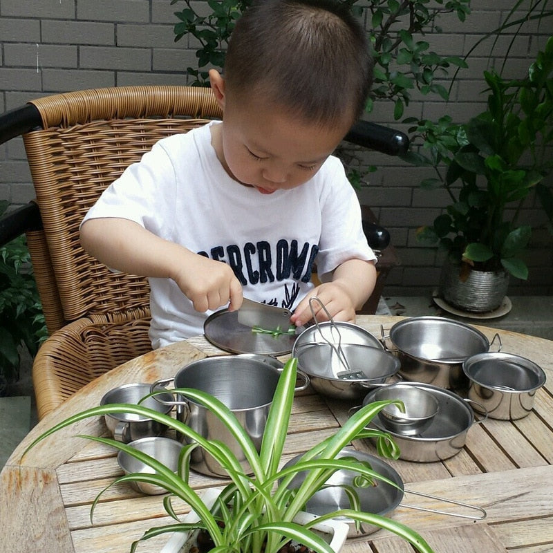 Mini Chef | Conjunto de Utensílios de Cozinha Infantil em Aço Inox